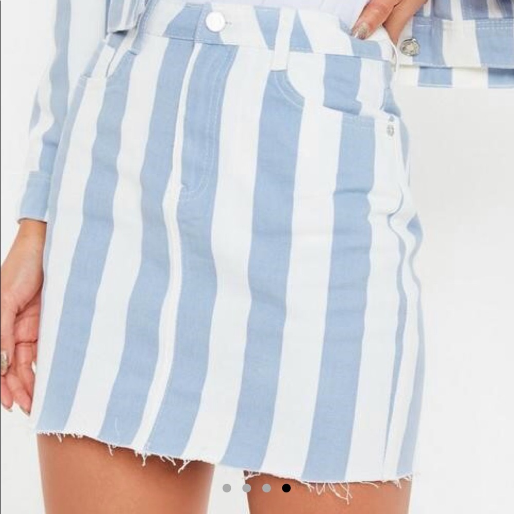 Missguided blue denim stripe skirt